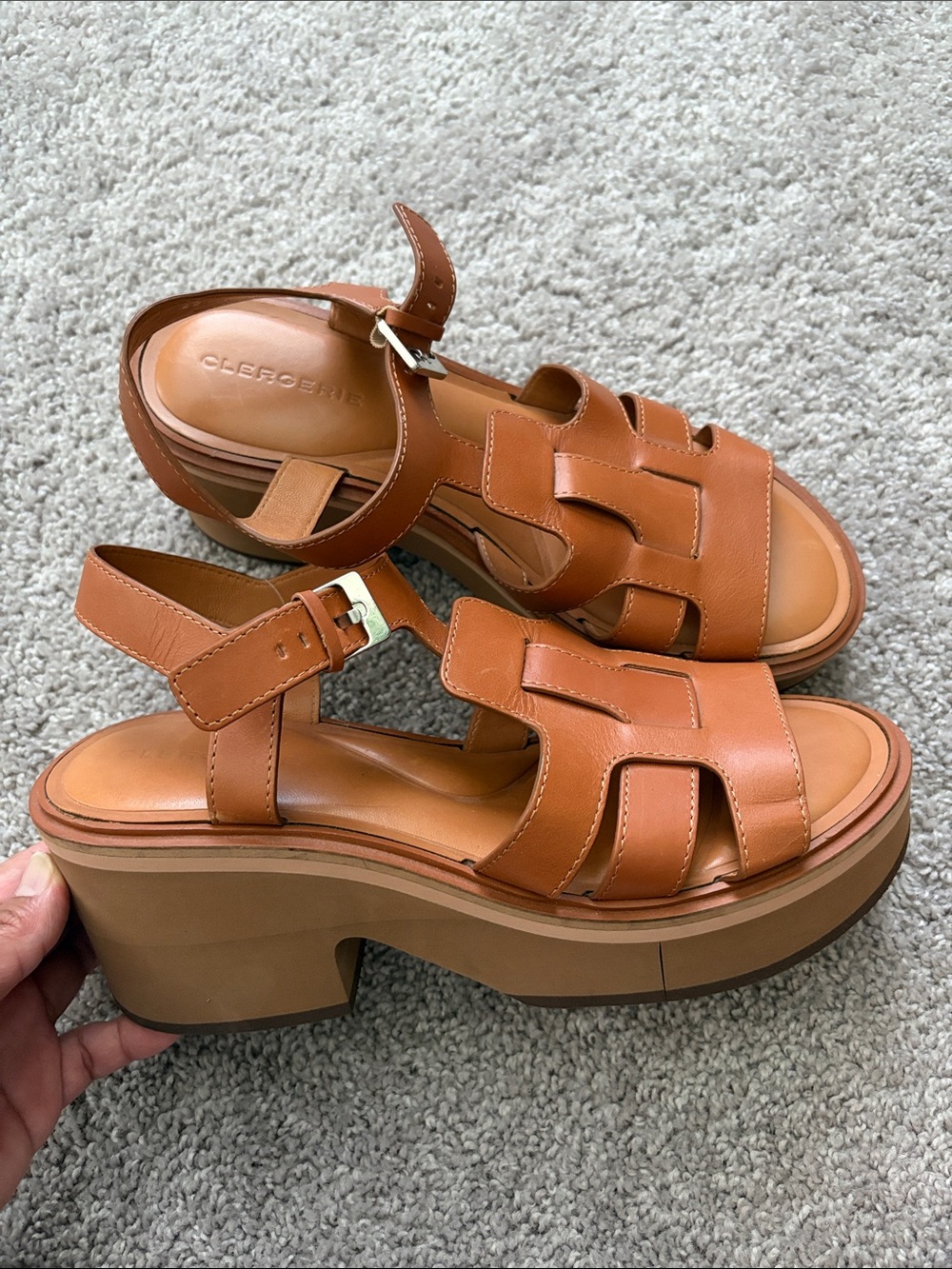 Robert Clergerie Women’s Brown Leather Strappy Platform Sandals size 42